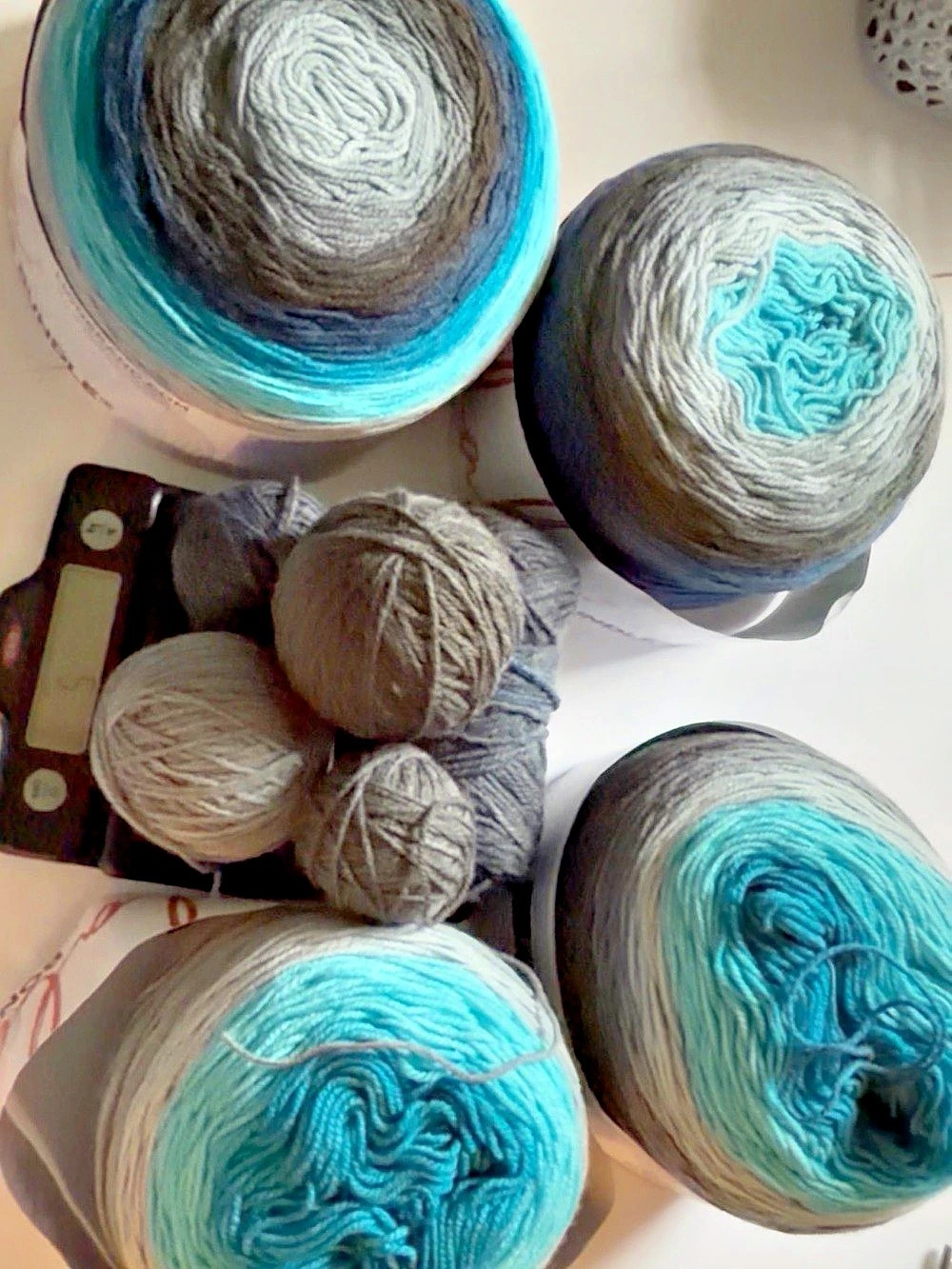 Lion Brand Mandala Ombre Acrylic Yarn Bundle in Blue & Gray